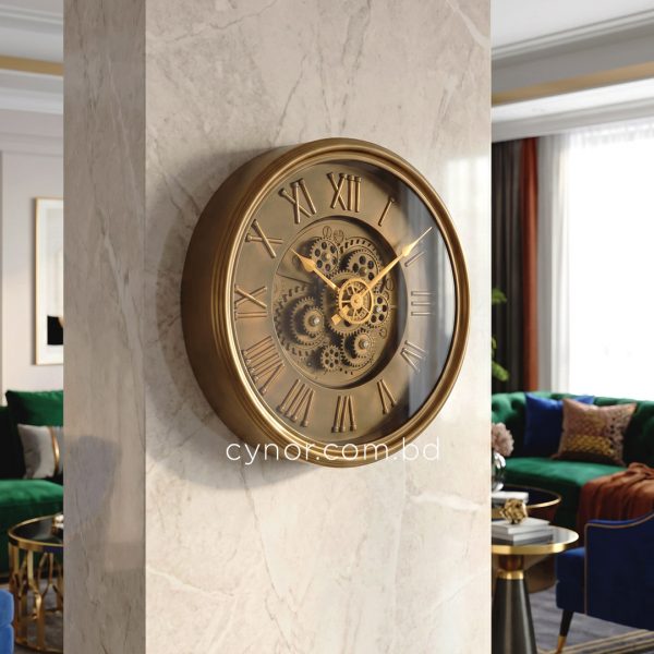 Antique Bronze Finish Mechanical Gear Design Fiber Glass Wall Clock