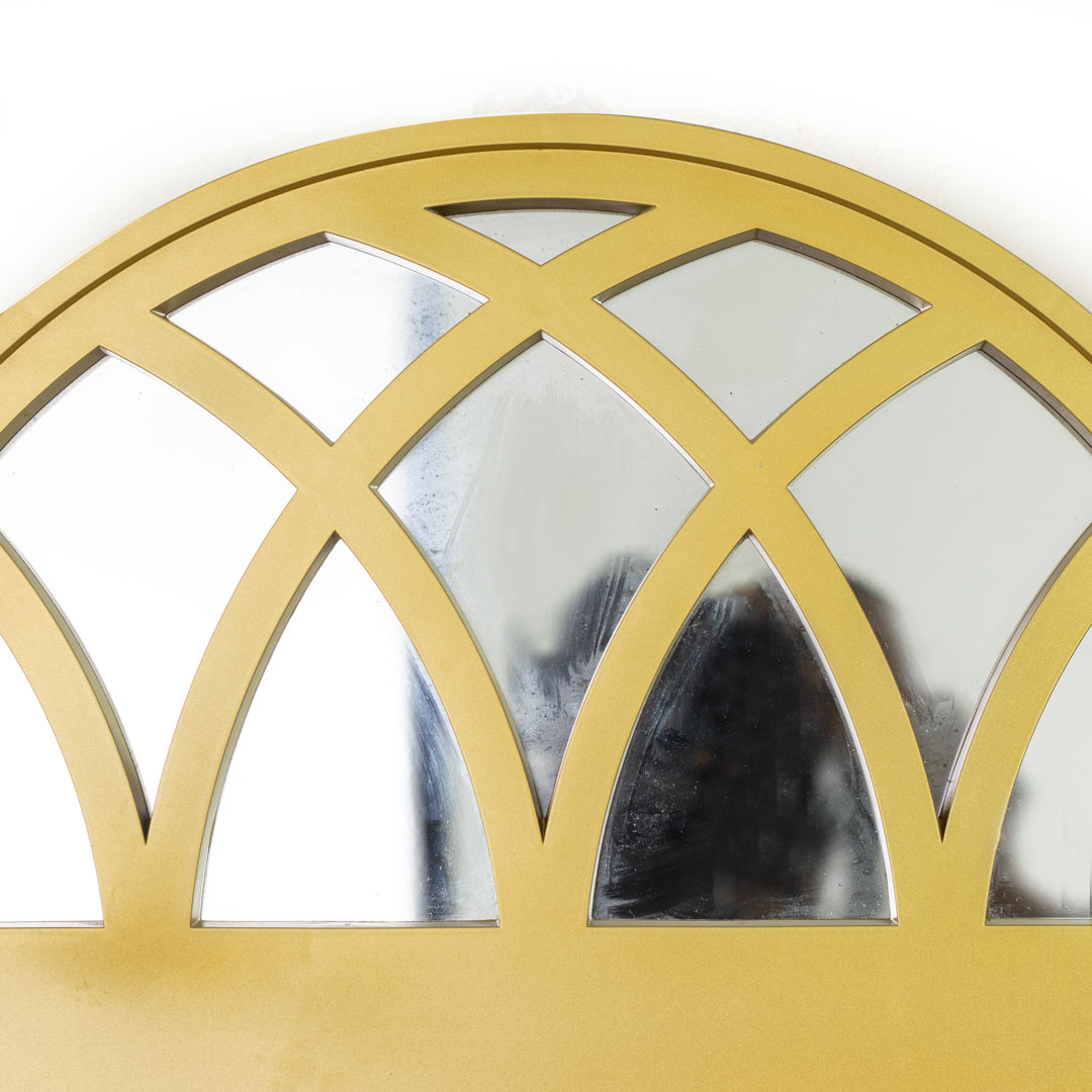 WR691-2-Arched Mirror Key Holder Golden Cathedral Window Design 4 Crystal Hooks (6)