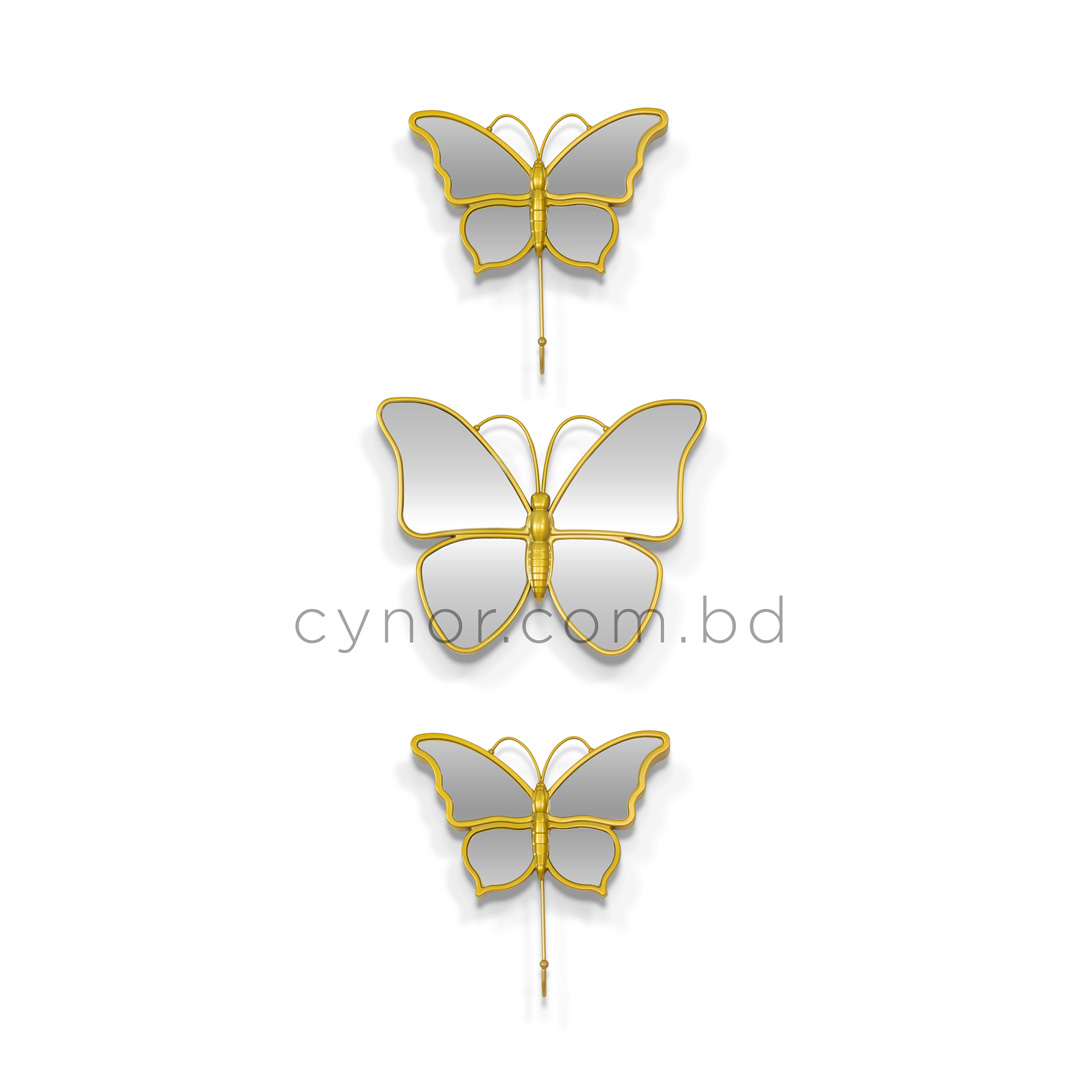 WR705-Golden Butterfly Mirror Wall Art 3 Piece Set Fiber Decor (4)