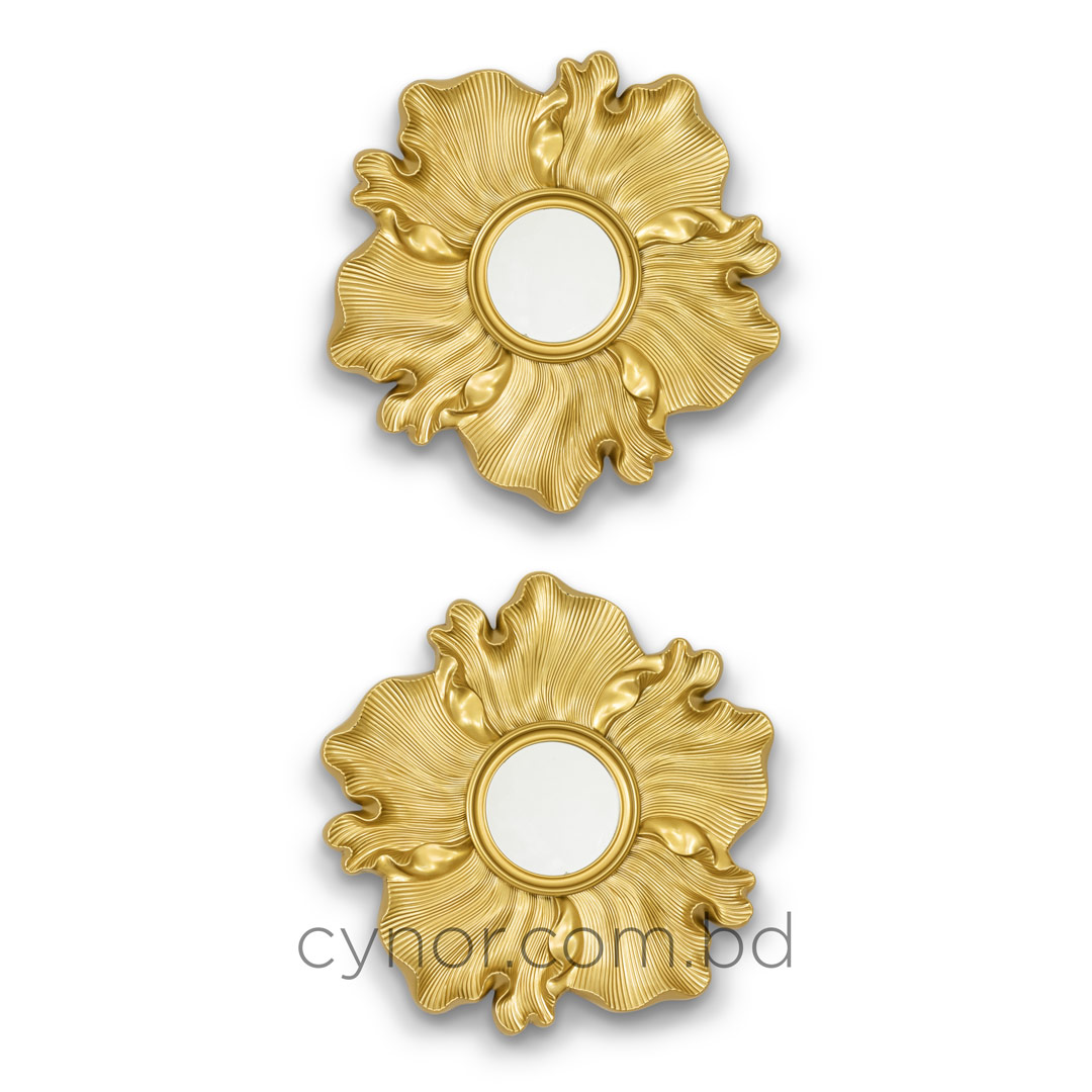 WR710-Blooming Floral 2 Piece Wall Mirror Set Golden Fiber (3)