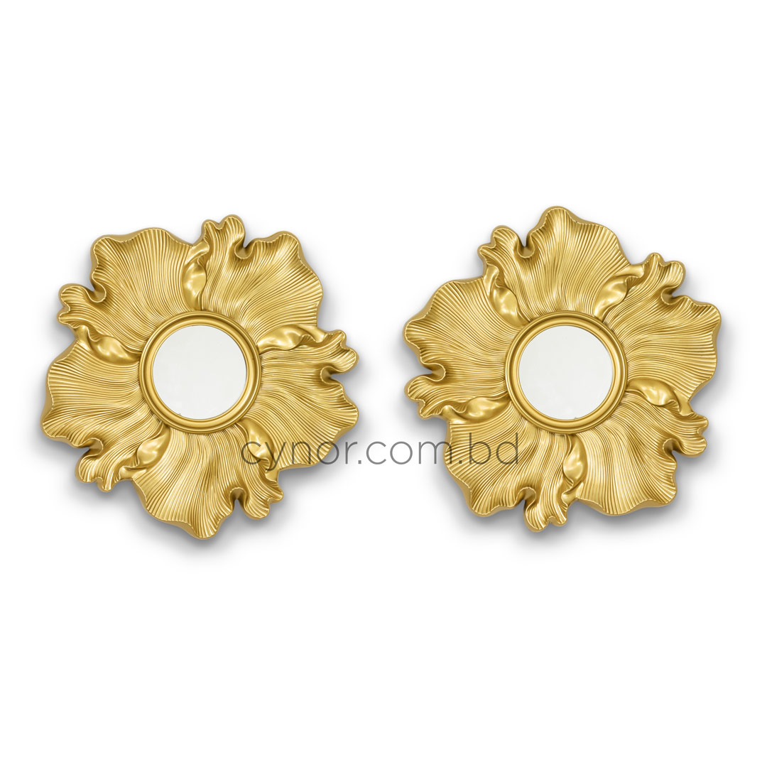 WR710-Blooming Floral 2 Piece Wall Mirror Set Golden Fiber (4)