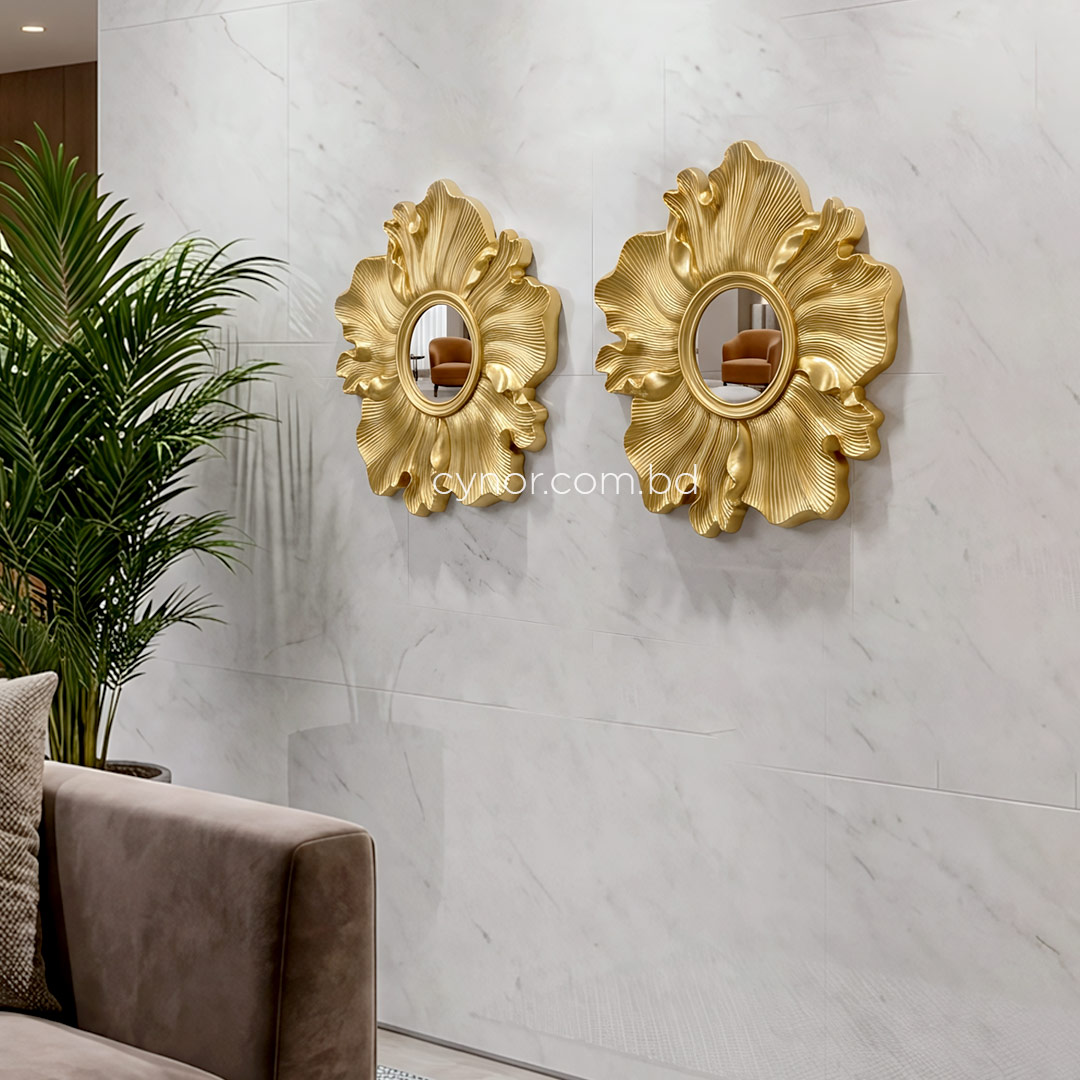 WR710-Blooming Floral 2 Piece Wall Mirror Set Golden Fiber (8)