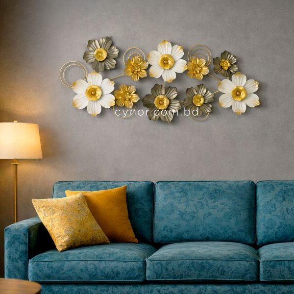 Golden White Botanical Leaf Metal Wall Decor