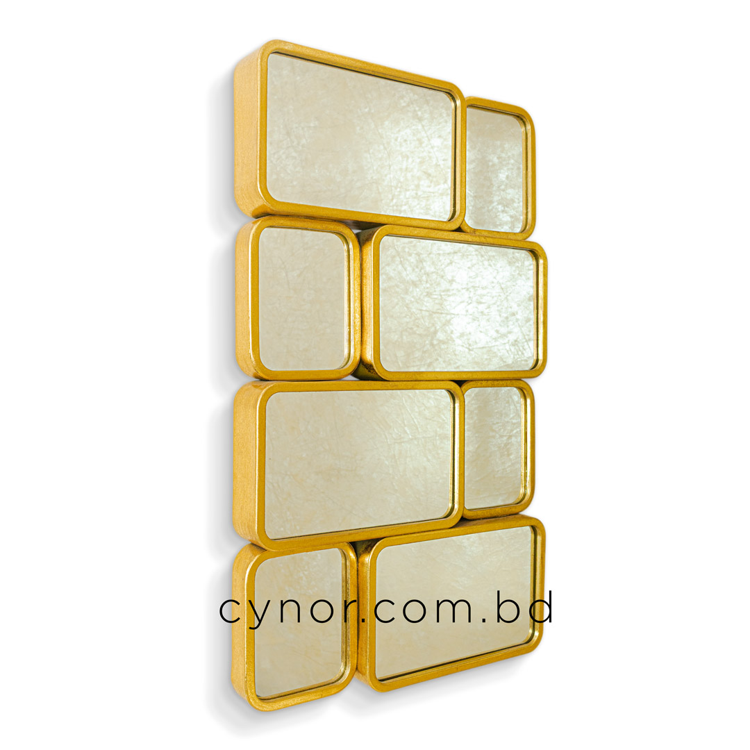 WR713-Luxury Golden Geometric Multi Panel Wall Mirror Modern Metal Frame Decor (5)