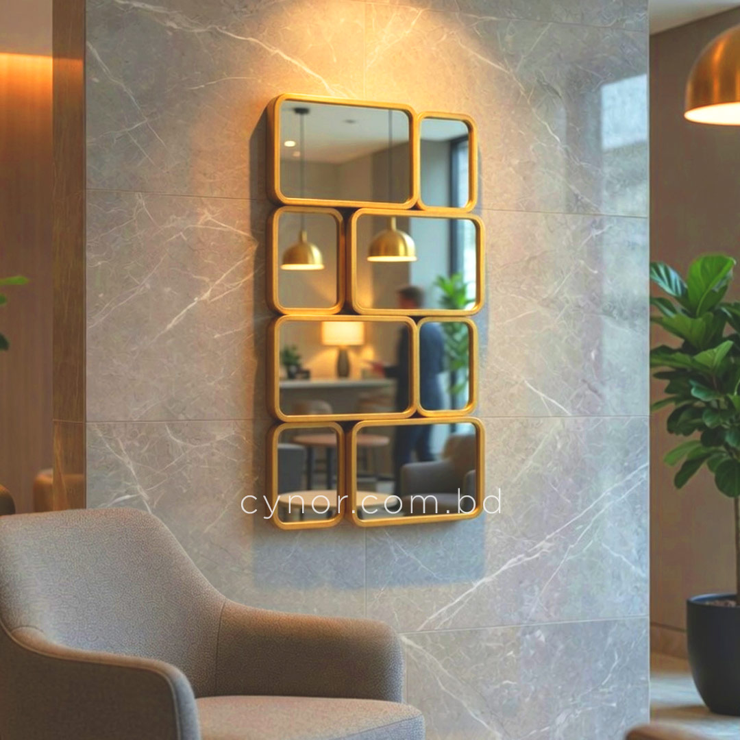 WR713-Luxury Golden Geometric Multi Panel Wall Mirror Modern Metal Frame Decor (8)