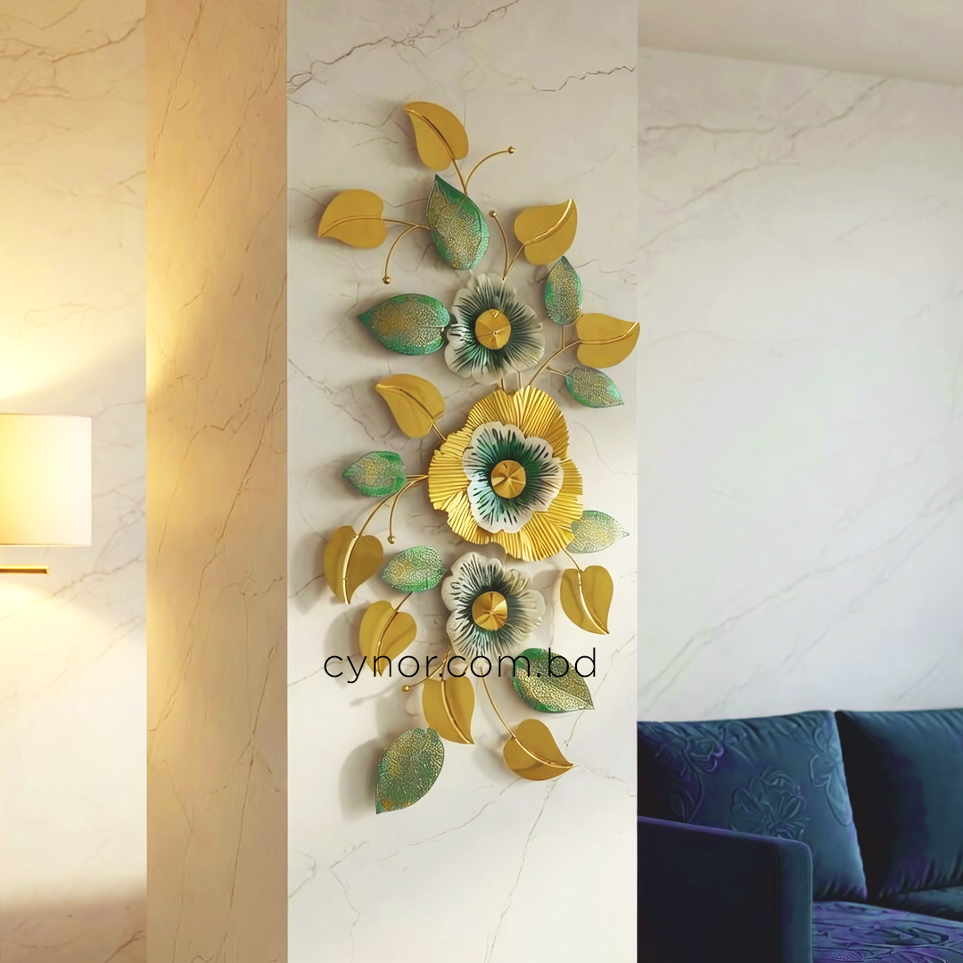 WR714-Golden Green Botanical Leaf Design Stainless Steel Metal Wall Decor (10)