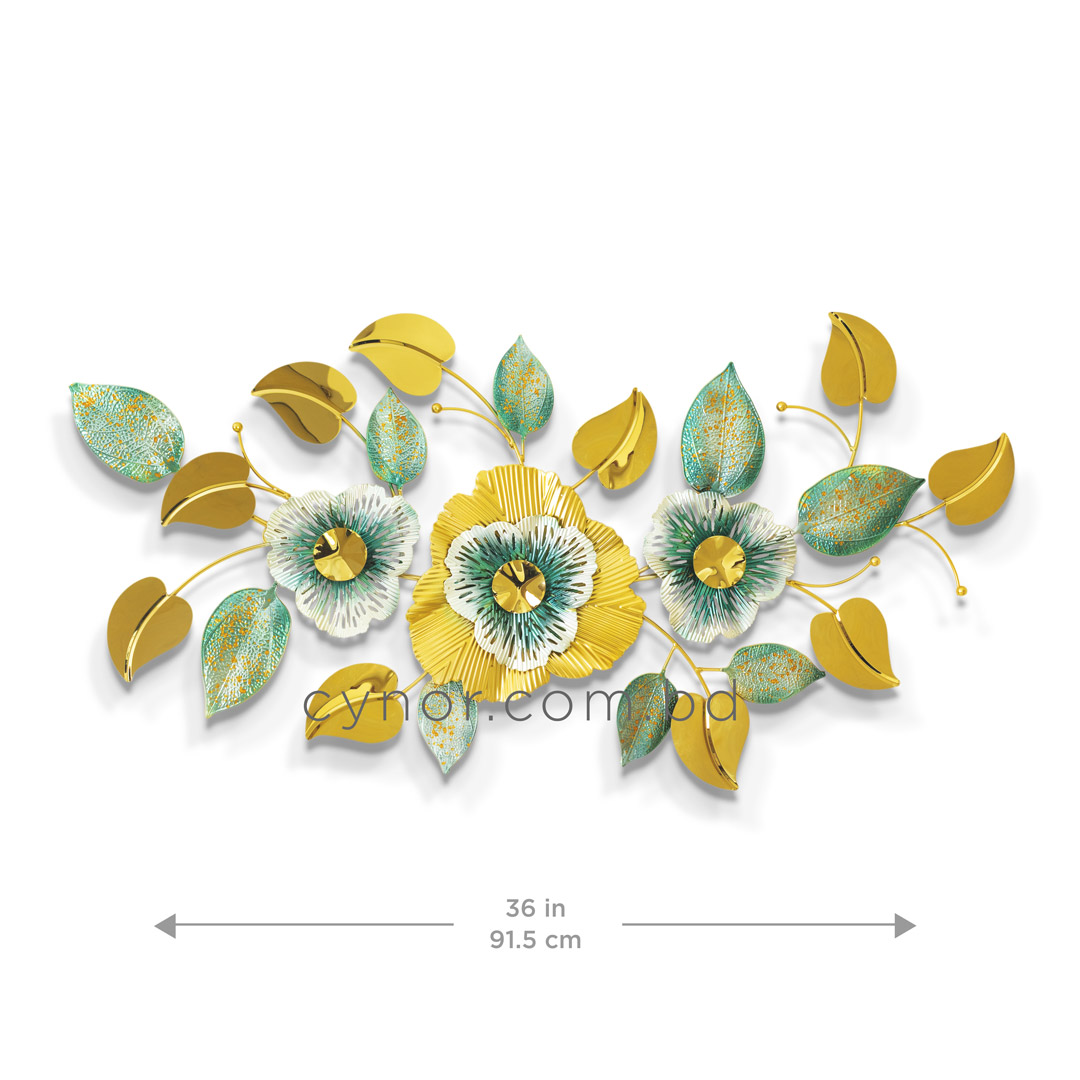 WR714-Golden Green Botanical Leaf Design Stainless Steel Metal Wall Decor (2)