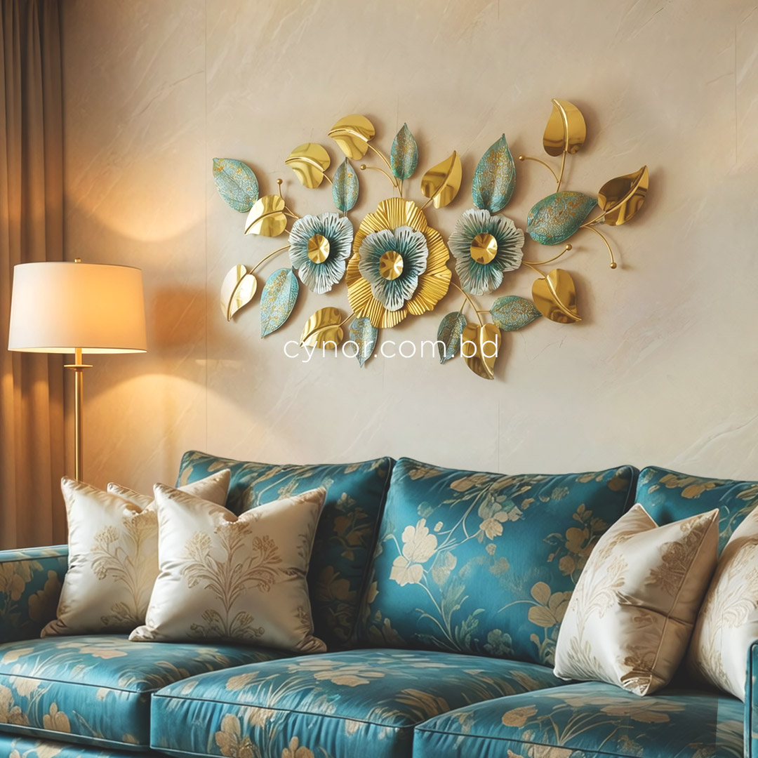 WR714-Golden Green Botanical Leaf Design Stainless Steel Metal Wall Decor (9)