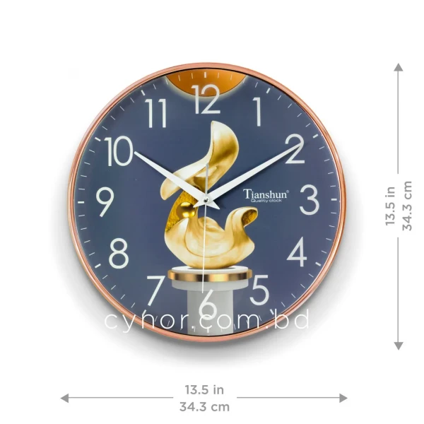 WC749-3-Modern Minimalist Geometric Wall Clock with Glass Dial Rose gold Fiber Frame (2)