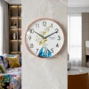WC749-4-Modern Abstract Wall Clock Blue Vase White Blossom Rose Gold Fiber Frame (1)