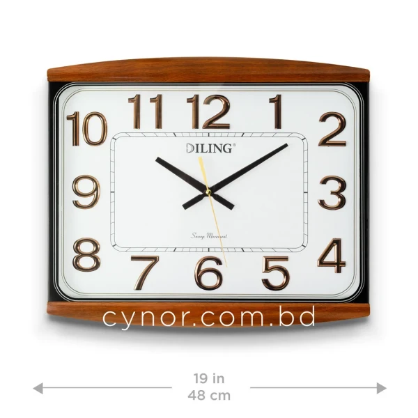 WC750-White-Executive Rectangular Wall Clock White Dial Wood Textured Fiber Frame (3)