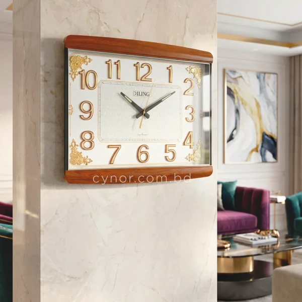 WC751-White-Vintage Style Wall Clock Radium Numerals Wood Texture Fiber Frame (2)