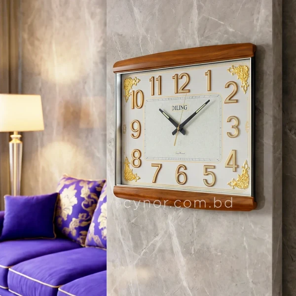 WC751-White-Vintage Style Wall Clock Radium Numerals Wood Texture Fiber Frame (3)