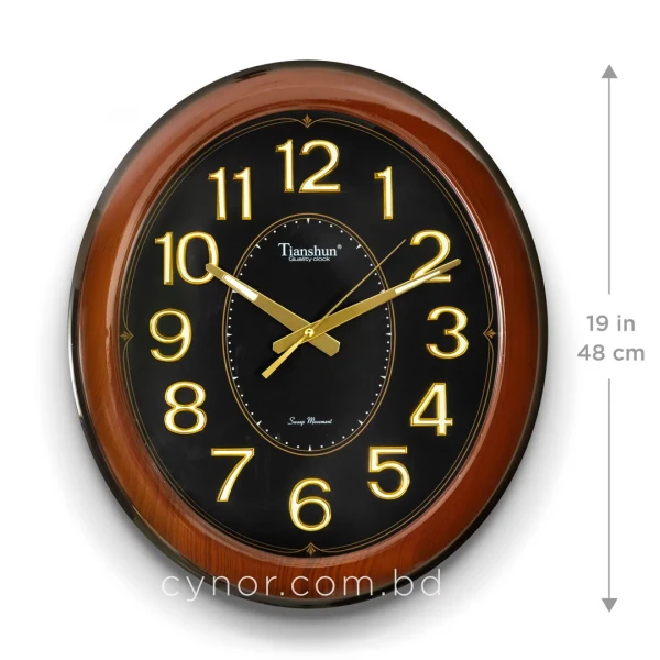 WC752-1-Vintage Oval Wall Clock Radium Numerals Wood Texture Fiber Frame (4)