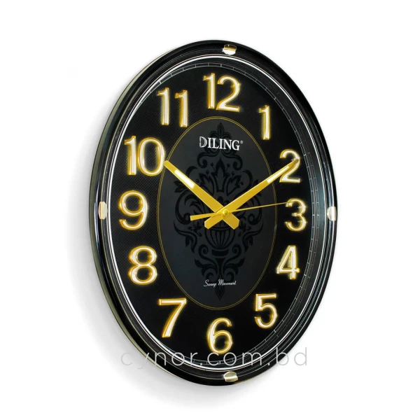WC752-2-Vintage Oval Wall Clock Radium Numerals Black Ornamental Design Fiber Frame (3)