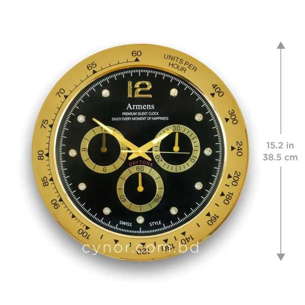 WC754-Luxury Stainless Steel Chronograph Style Wall Clock with Glass Dial (2)