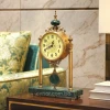 WC756-Luxury Green Marble Brass Metal Vintage Style Pendulum Mantel Table Clock (1)