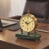 WC757-Luxury Green Marble Brass Metal European Vintage Style Mantel Table Clock (1)