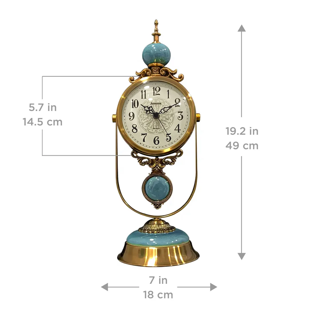 WC758-Luxury Blue Marble Brass Metal Vintage Style Pendulum Mantel Table Clock (6) WC758-Luxury Blue Marble Brass Metal Vintage Style Pendulum Mantel Table Clock (6)