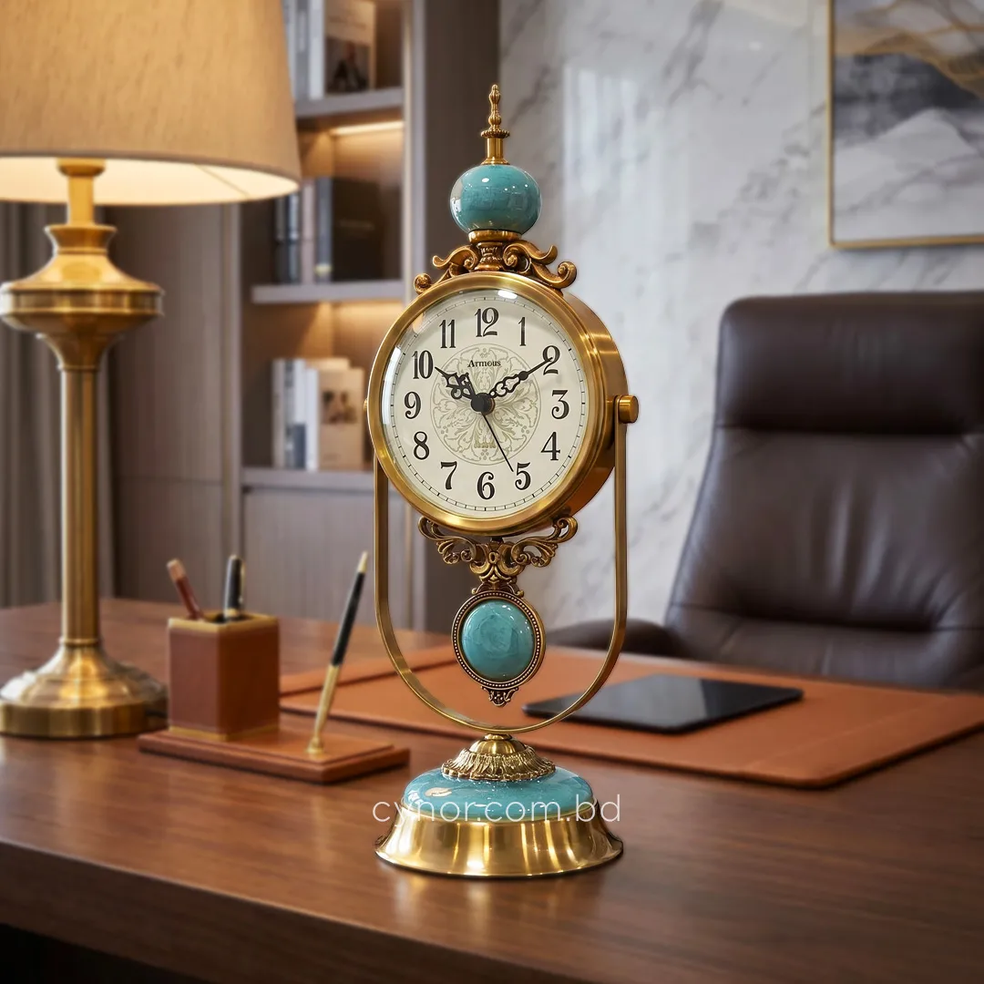WC758-Luxury Blue Marble Brass Metal Vintage Style Pendulum Mantel Table Clock (7) WC758-Luxury Blue Marble Brass Metal Vintage Style Pendulum Mantel Table Clock (7)