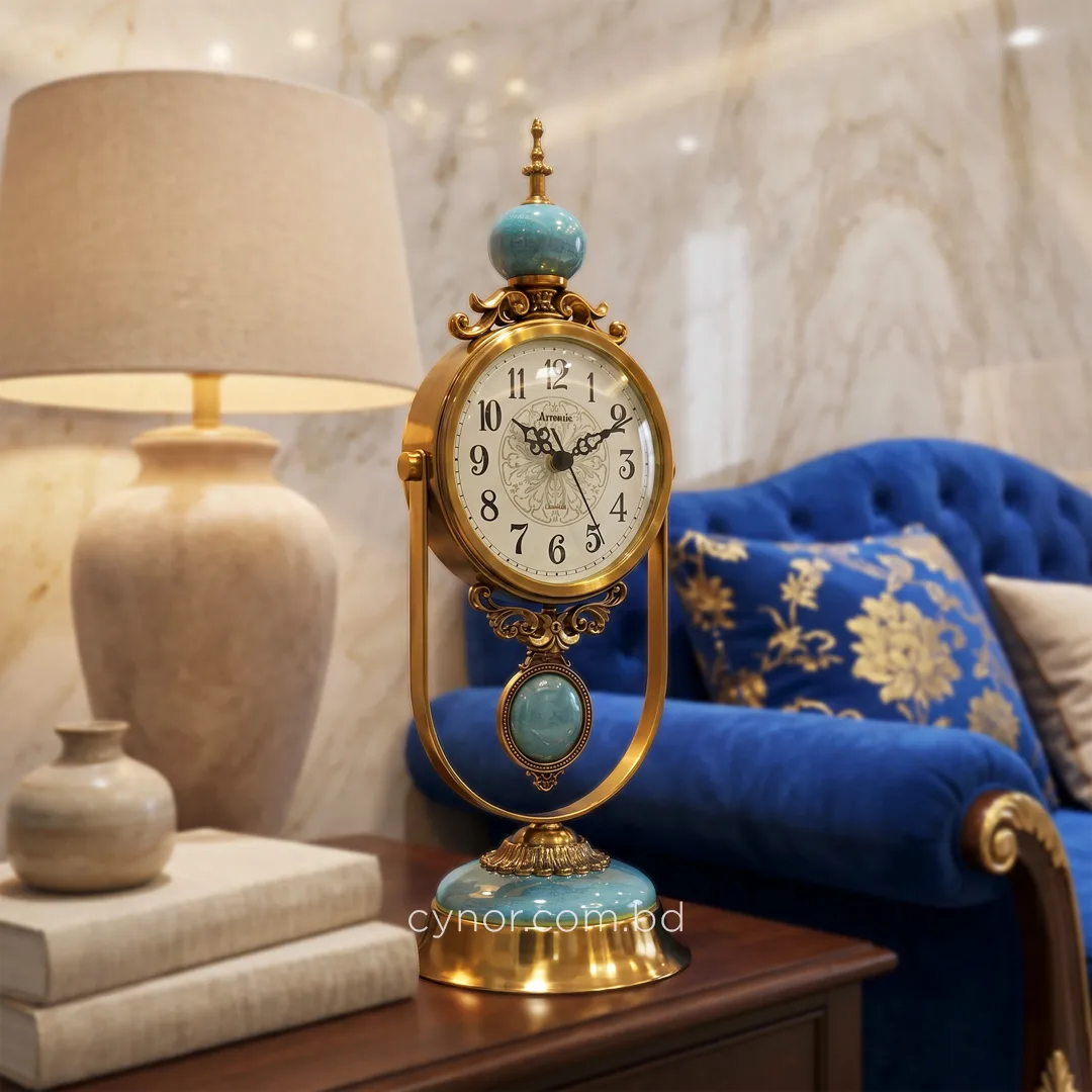 WC758-Luxury Blue Marble Brass Metal Vintage Style Pendulum Mantel Table Clock (8) WC758-Luxury Blue Marble Brass Metal Vintage Style Pendulum Mantel Table Clock (8)