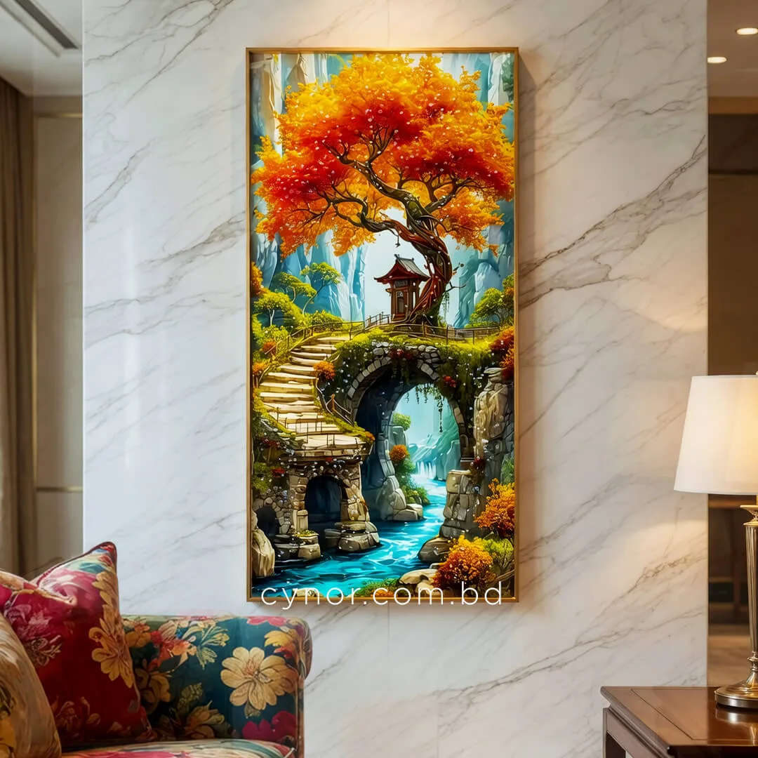 WR679-5-Mystical Golden Banyan Tree Wall Art with Resin Stone Details and Aluminium Frame (3) WR679-5-Mystical Golden Banyan Tree Wall Art with Resin Stone Details and Aluminium Frame (3)