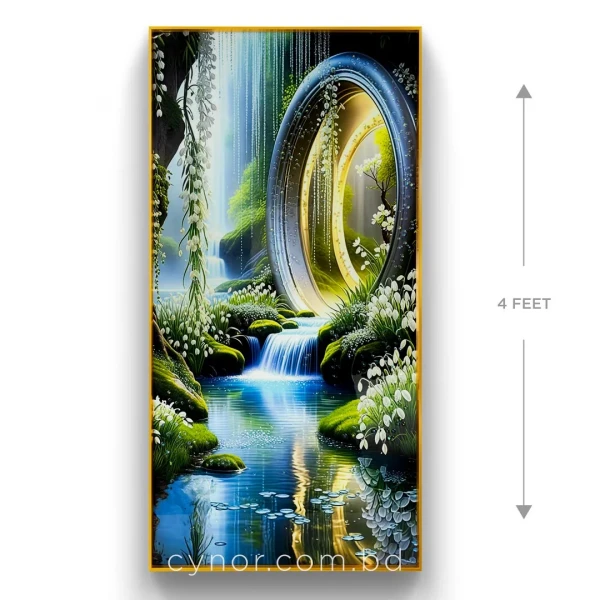 WR680-5-Luxury Waterfall Art Wall Frame with Resin Stone Design and Aluminium Frame (2)