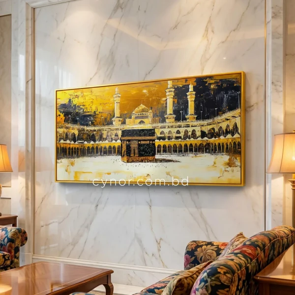 WR680-6-Holy Kaaba Wall Art with Resin Stone Design and Aluminium Frame (1)