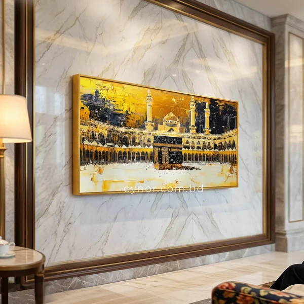 WR680-6-Holy Kaaba Wall Art with Resin Stone Design and Aluminium Frame (2)