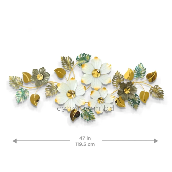WR719-Golden Green Botanical Leaf and Floral Design Stainless Steel Metal Wall Decor (4)