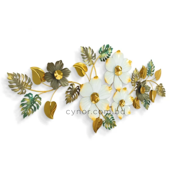 WR719-Golden Green Botanical Leaf and Floral Design Stainless Steel Metal Wall Decor (5)