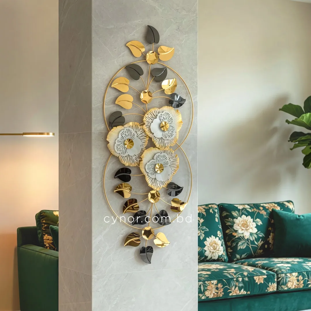 WR721-Aquatic Leaf and Flower Design Stainless Steel Golden Black Metal Wall Decor (3) WR721-Aquatic Leaf and Flower Design Stainless Steel Golden Black Metal Wall Decor (3)
