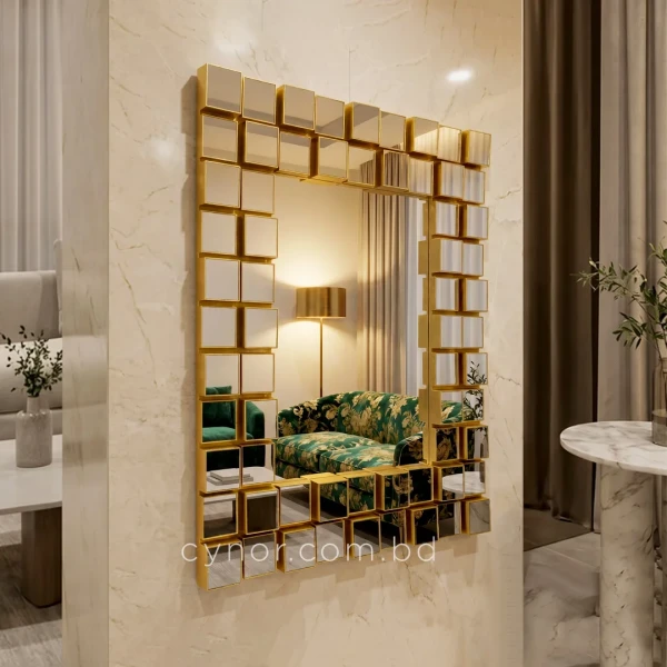 WR724-Luxury Golden Geometric Grid Decorative Wall Mirror (11)