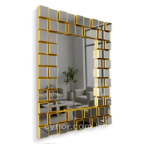 WR724-Luxury Golden Geometric Grid Decorative Wall Mirror (4)