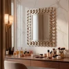 WR725-Antique Gold Interlocking Ring Wall Mirror Fiber Frame (1)