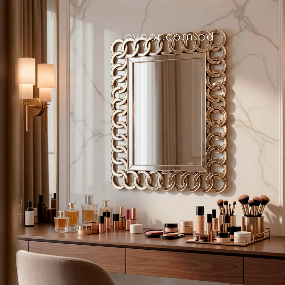 WR725-Antique Gold Interlocking Ring Wall Mirror Fiber Frame (1) WR725-Antique Gold Interlocking Ring Wall Mirror Fiber Frame (1)