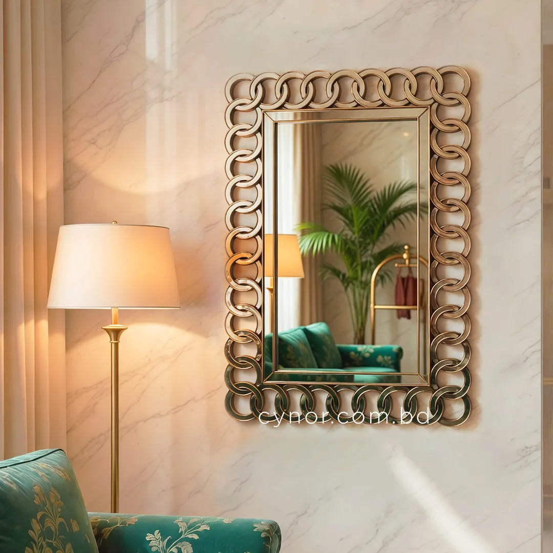 WR725-Antique Gold Interlocking Ring Wall Mirror Fiber Frame (2) WR725-Antique Gold Interlocking Ring Wall Mirror Fiber Frame (2)