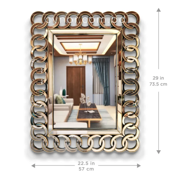 WR725-Antique Gold Interlocking Ring Wall Mirror Fiber Frame (4)