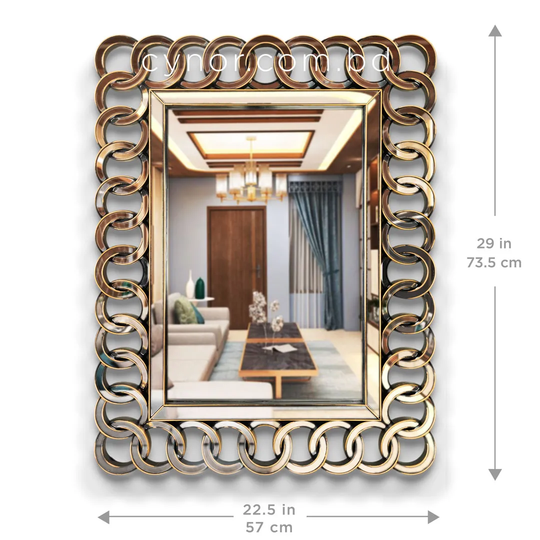 WR725-Antique Gold Interlocking Ring Wall Mirror Fiber Frame (4) WR725-Antique Gold Interlocking Ring Wall Mirror Fiber Frame (4)