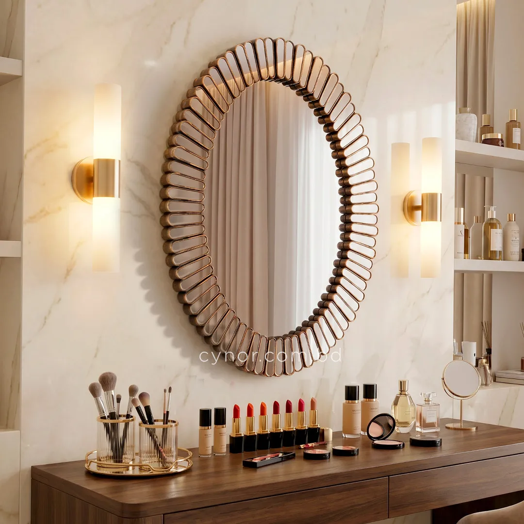 WR726-Antique Golden Sunburst Design Wall Mirror Fiber Frame (2) WR726-Antique Golden Sunburst Design Wall Mirror Fiber Frame (2)