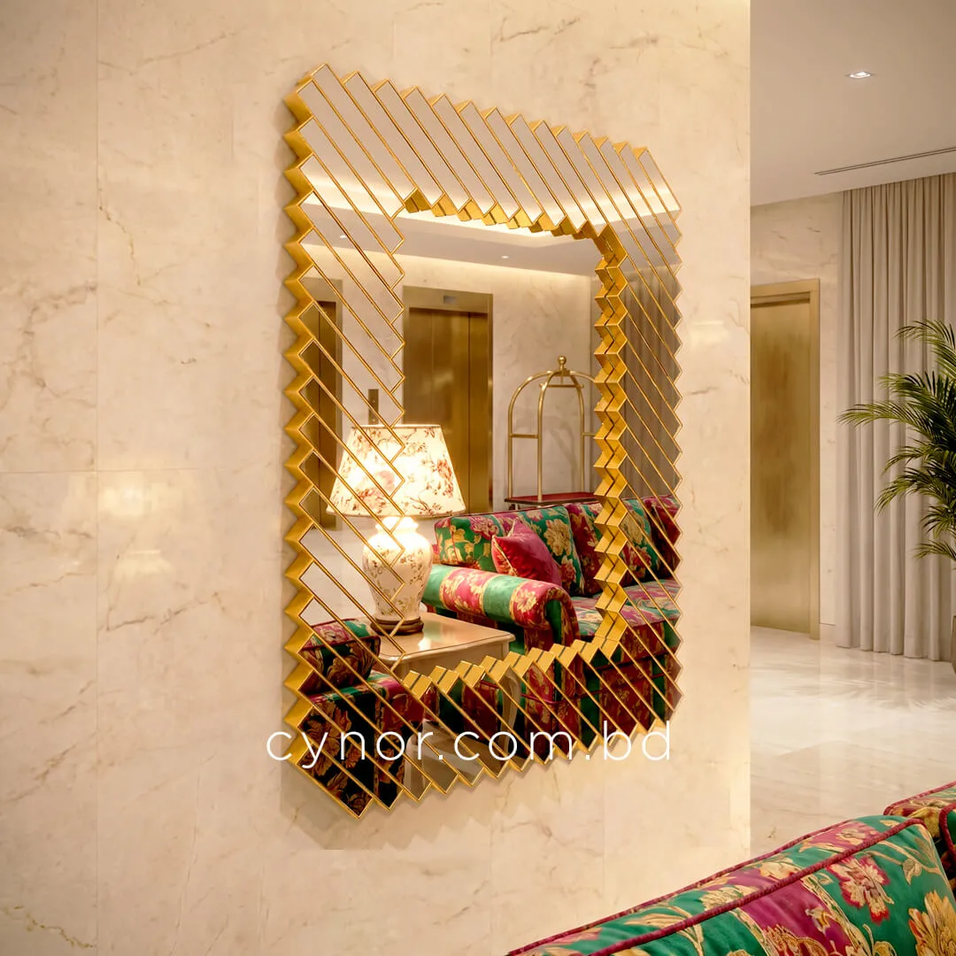 WR728-Luxury Golden Geometric Grid Decorative Wall Mirror Fiber Frame (10) WR728-Luxury Golden Geometric Grid Decorative Wall Mirror Fiber Frame (10)