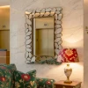 WR730-Antique Style Wall Mirror with Artistic Pebble Design Fiber Frame (1)