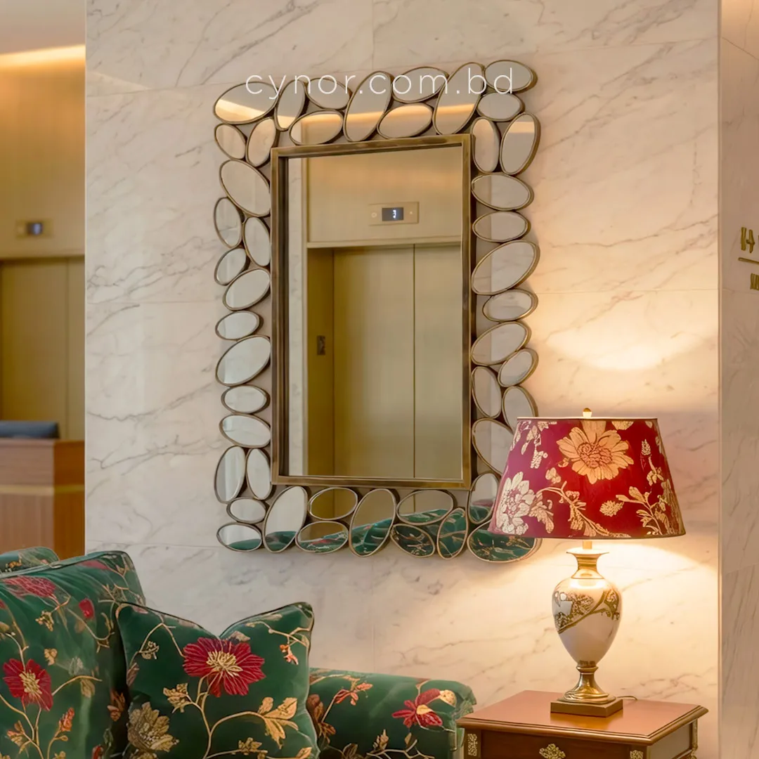 WR730-Antique Style Wall Mirror with Artistic Pebble Design Fiber Frame (1) WR730-Antique Style Wall Mirror with Artistic Pebble Design Fiber Frame (1)