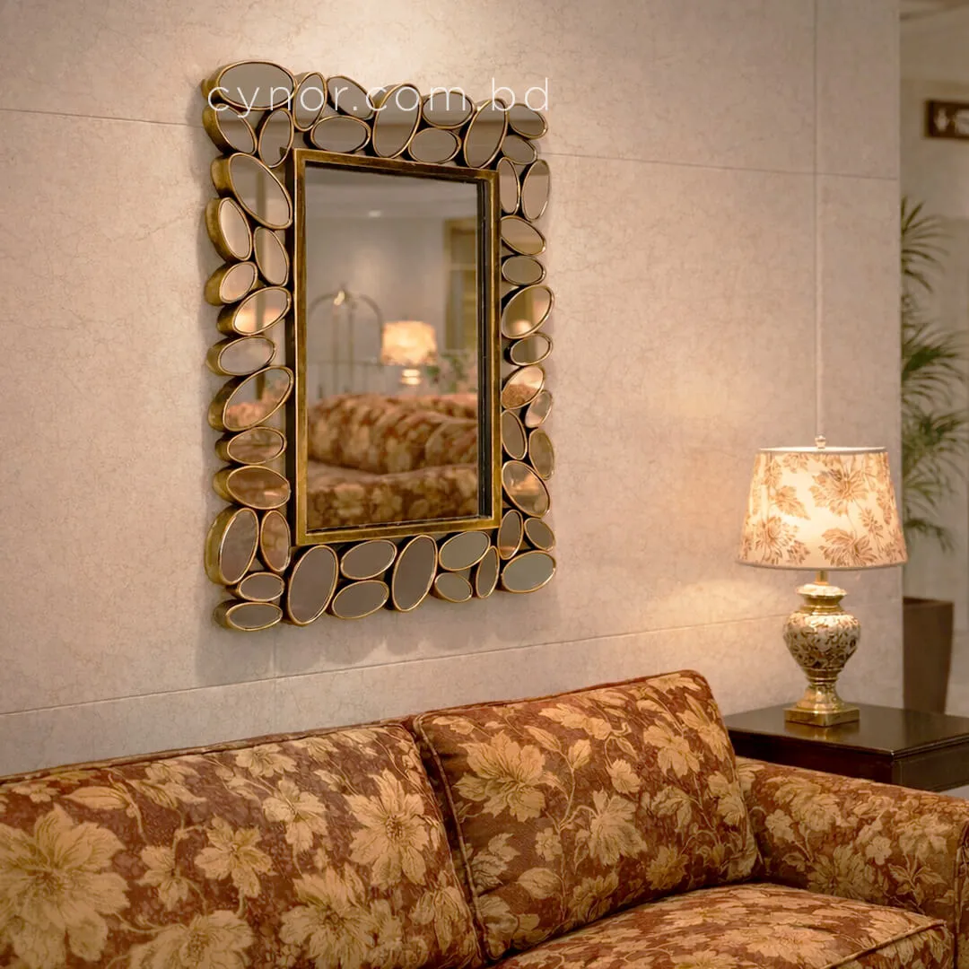 WR730-Antique Style Wall Mirror with Artistic Pebble Design Fiber Frame (2) WR730-Antique Style Wall Mirror with Artistic Pebble Design Fiber Frame (2)
