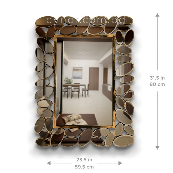 WR730-Antique Style Wall Mirror with Artistic Pebble Design Fiber Frame (3)