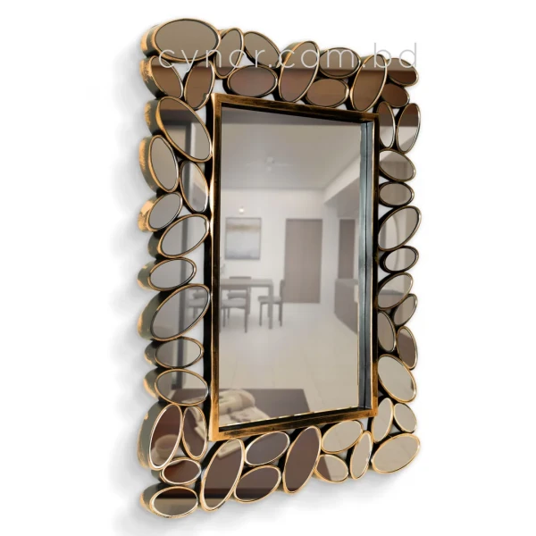 WR730-Antique Style Wall Mirror with Artistic Pebble Design Fiber Frame (4)