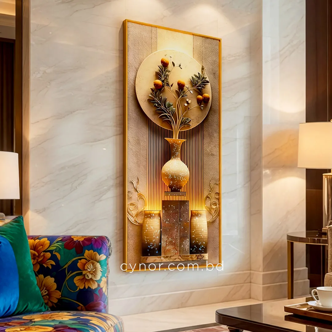 WR731-2-Autumn Citrus Vase Wall Art with Resin Stone Inlay and Gold Aluminium Frame (1) WR731-2-Autumn Citrus Vase Wall Art with Resin Stone Inlay and Gold Aluminium Frame (1)
