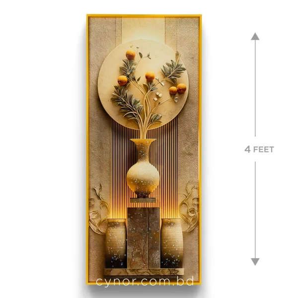 WR731-2-Autumn Citrus Vase Wall Art with Resin Stone Inlay and Gold Aluminium Frame (3)
