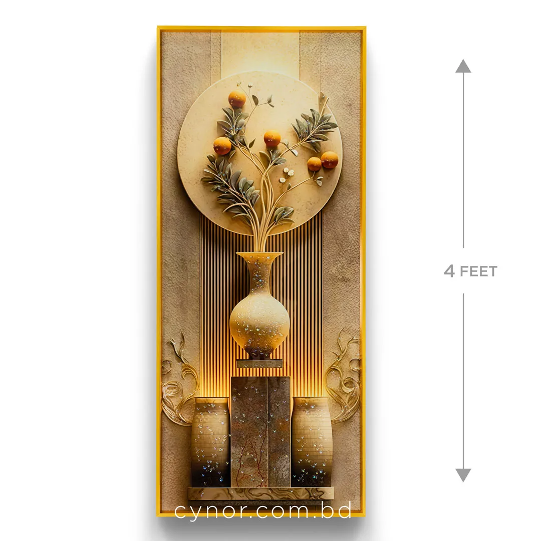 WR731-2-Autumn Citrus Vase Wall Art with Resin Stone Inlay and Gold Aluminium Frame (3) WR731-2-Autumn Citrus Vase Wall Art with Resin Stone Inlay and Gold Aluminium Frame (3)