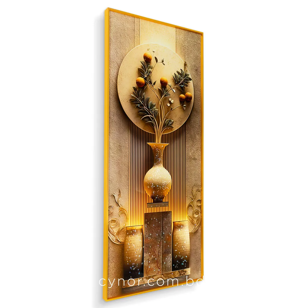 WR731-2-Autumn Citrus Vase Wall Art with Resin Stone Inlay and Gold Aluminium Frame (4) WR731-2-Autumn Citrus Vase Wall Art with Resin Stone Inlay and Gold Aluminium Frame (4)